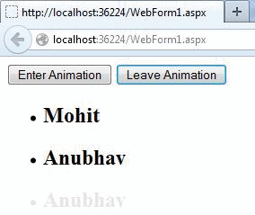 hide and show animation
